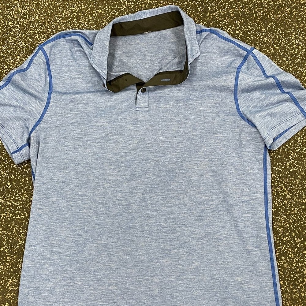 Lululemon Evolution Heather Blue Stretch Golf Polo